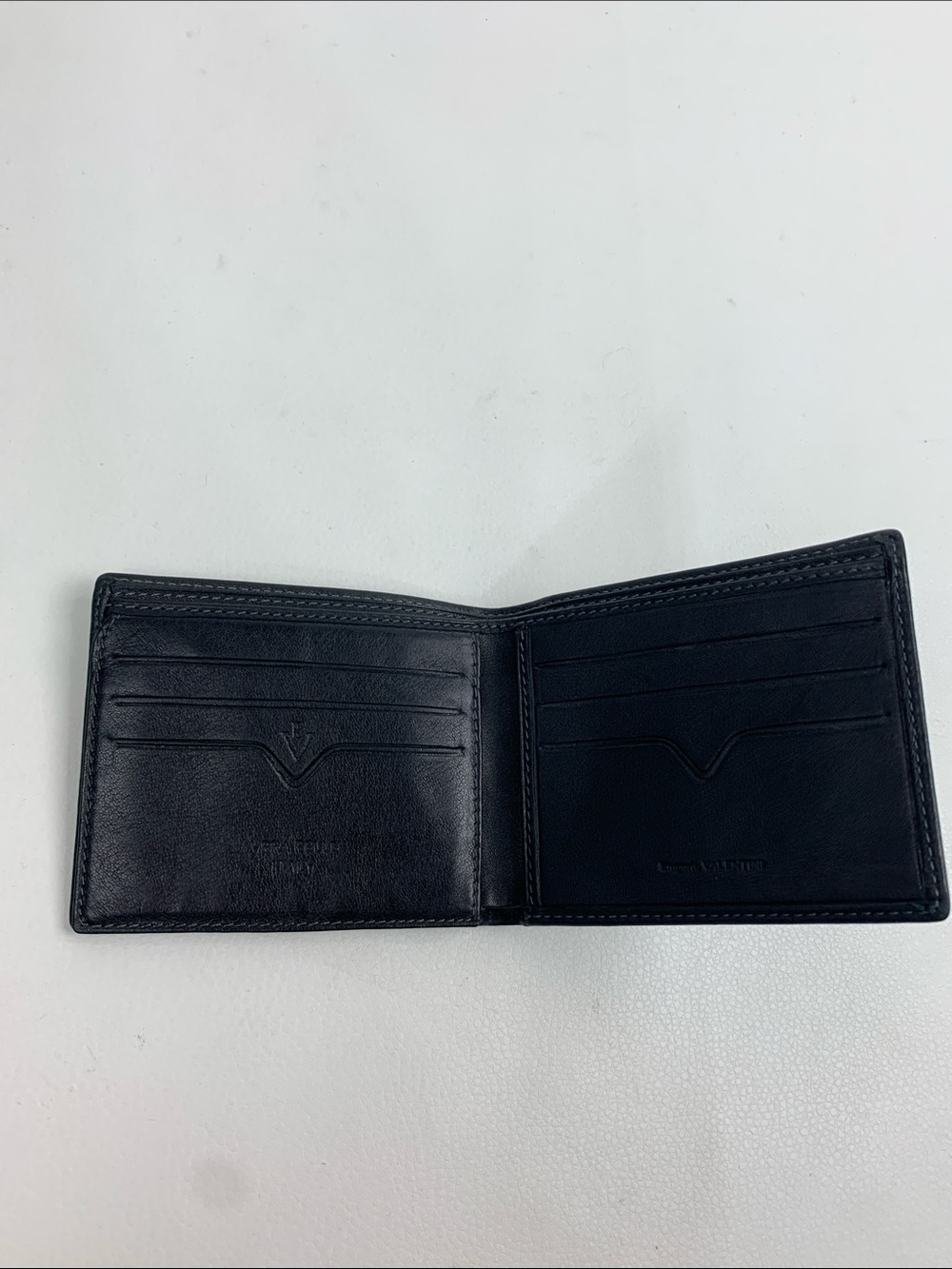 Vera Pelle Italy Black Leather Bi-Fold Men’s Wallet Genuine leather Green lining - Picture 3 of 12